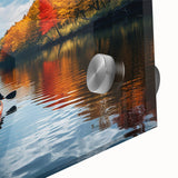 Acrylic print of large abstract wall art depicting Quebec scenery in mid-century modernist style, ideal for dining room art.