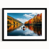 Extra large abstract art print featuring a colorful, textured depiction of Quebec scenery on a framed canvas.