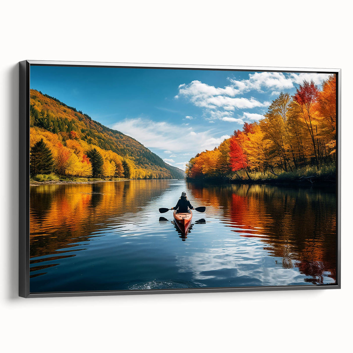 Black and white framed canvas of Quebec landscape, ideal for bedroom wall art, featuring vintage poster style.