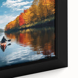 Extra large framed canvas featuring a textured depiction of Quebec scenery in black with colorful accents.