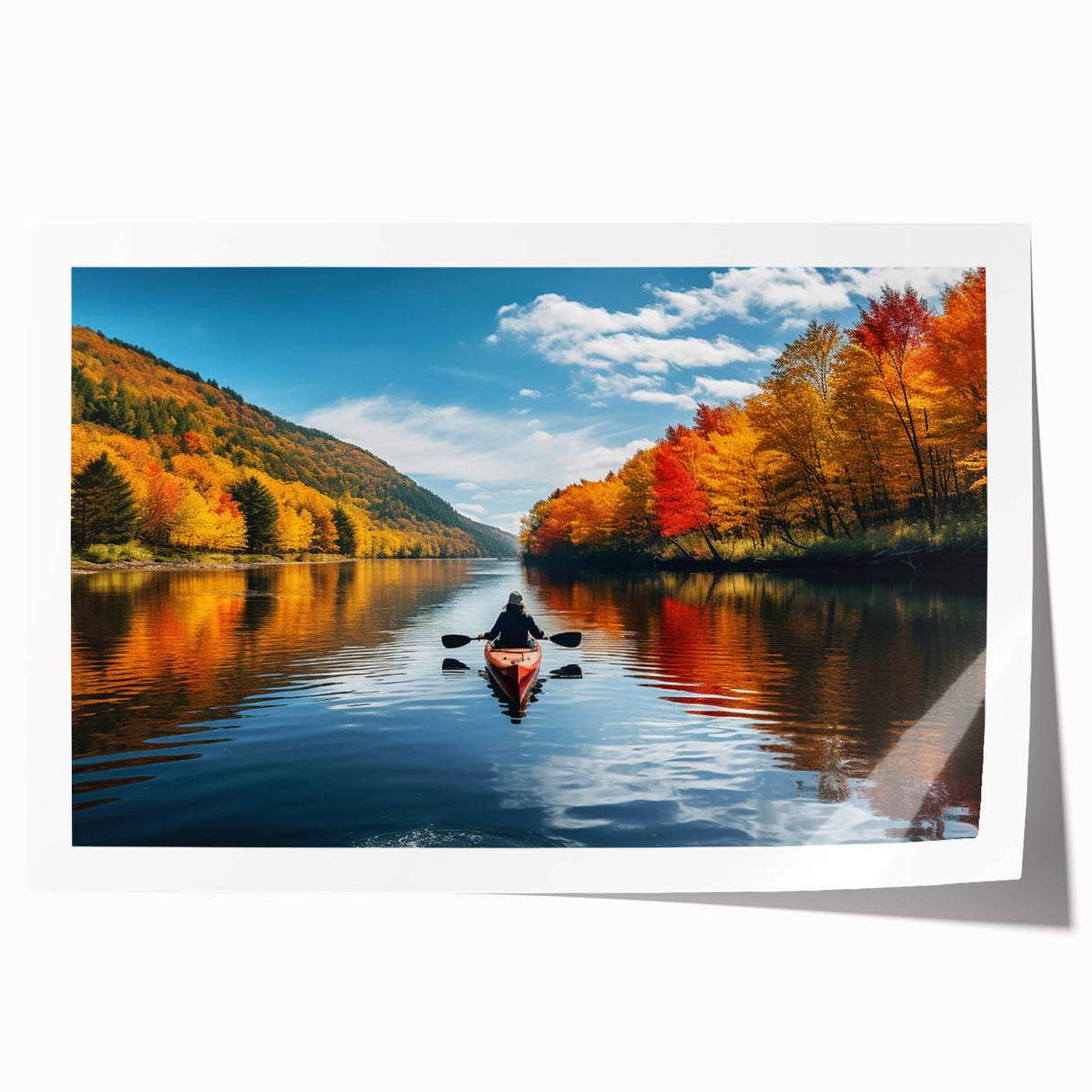 Rolled print of Quebec scenery with floral accents in muted green and blue tones, ideal for art wall dining room.