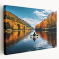 Scenic Quebec landscape on large stretched canvas, featuring muted earth tones, ideal for kitchen wall art.