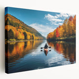 Scenic Quebec landscape on large stretched canvas, featuring muted earth tones, ideal for kitchen wall art.