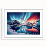 Abstract art print of Yukon scenery in muted earth tones on a framed white mat, suitable for dining room or bedroom decor.