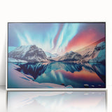 Acrylic print of Yukon scenery in art deco style with pastel shades, ideal for modern nursery wall art.