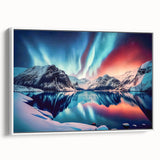 Vintage poster art of Yukon scenery on framed canvas, featuring colorful art with a white border.