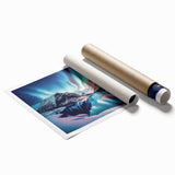 Extra large rolled print of a Yukon scenery with vivid floral elements, ideal for classy bathroom wall art.