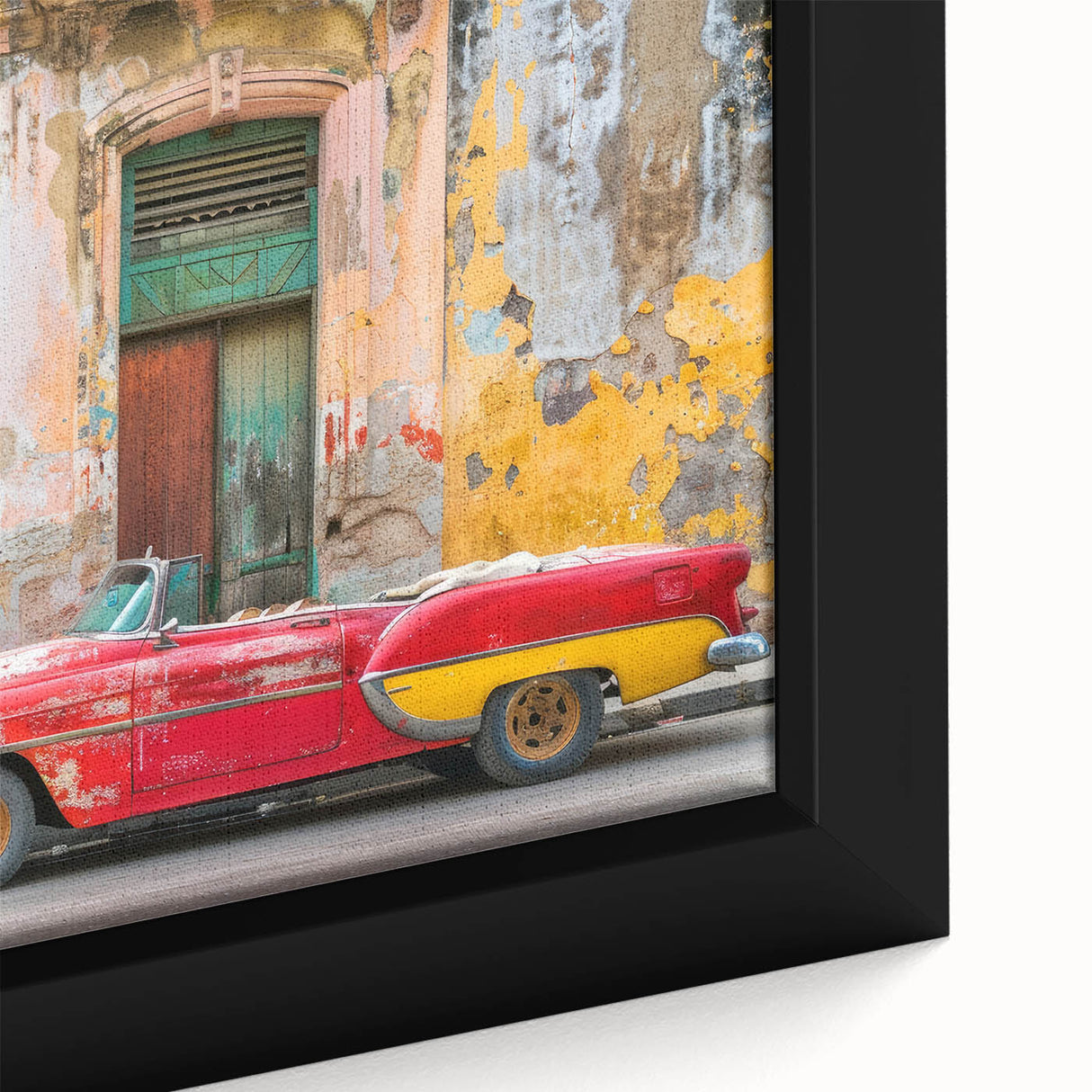 Extra large framed canvas featuring a textured Caribbean scene with vibrant colors, ideal for living room decor.