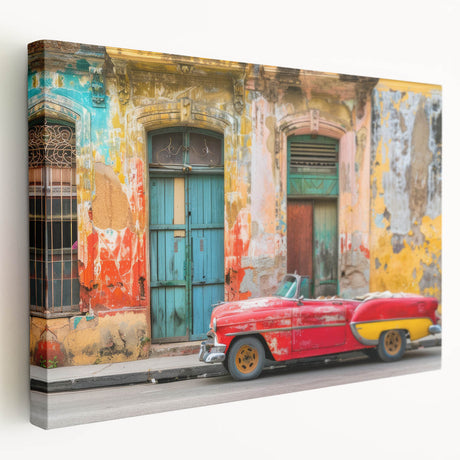 Large art depicting a Caribbean coastline on stretched canvas, with vibrant blue and green hues, ideal for kitchen wall art.