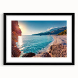 Extra large abstract art print featuring a vibrant, colorful depiction of a European scenery on a textured canvas.