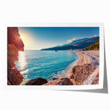 Extra large rolled print depicting a scenic European landscape with vibrant green and blue tones.