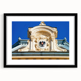 Abstract art print of a vibrant European landscape in textured colors on a large framed canvas, ideal for living room decor.