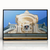 Large abstract wall art of a European scenery in Austria, with muted earth tones on a framed acrylic.