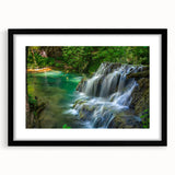 Abstract art print of a colorful European scenery in vibrant hues on a large framed canvas, ideal for living room decor.