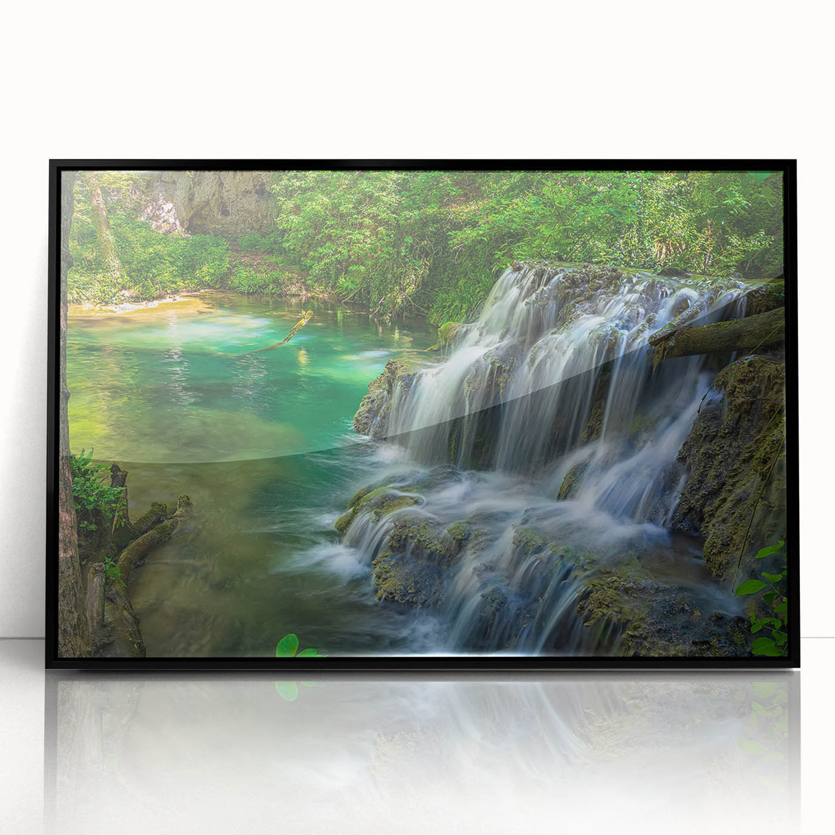 Large abstract wall art depicting a European Bulgarian scene in muted earth tones, framed in black acrylic.