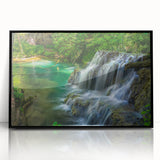 Large abstract wall art depicting a European Bulgarian scene in muted earth tones, framed in black acrylic.