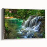 Landscape art painting of a Bulgarian scenery on framed canvas, featuring vibrant colors with a vintage poster style.