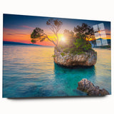 Acrylic print of a Croatian landscape in muted earth tones, ideal for bedroom or dining room art.