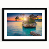 Extra large framed abstract art print featuring a colorful, textured depiction of a Croatian landscape.