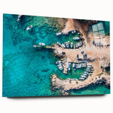 Large abstract wall art of a European Cyprus scenery in muted earth tones on acrylic glass.