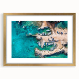 Abstract art print featuring a European Cyprus landscape in muted earth tones on a framed canvas.