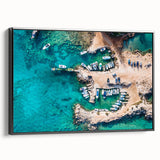 Framed canvas of a black and white vintage landscape of Cyprus, ideal for bedroom wall art.