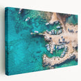 Large art depicting a European Cyprus landscape on stretched canvas, suitable for kitchen wall art.