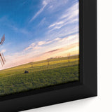 Extra large framed canvas of a textured Czech Republic scenery in black with colorful art accents.