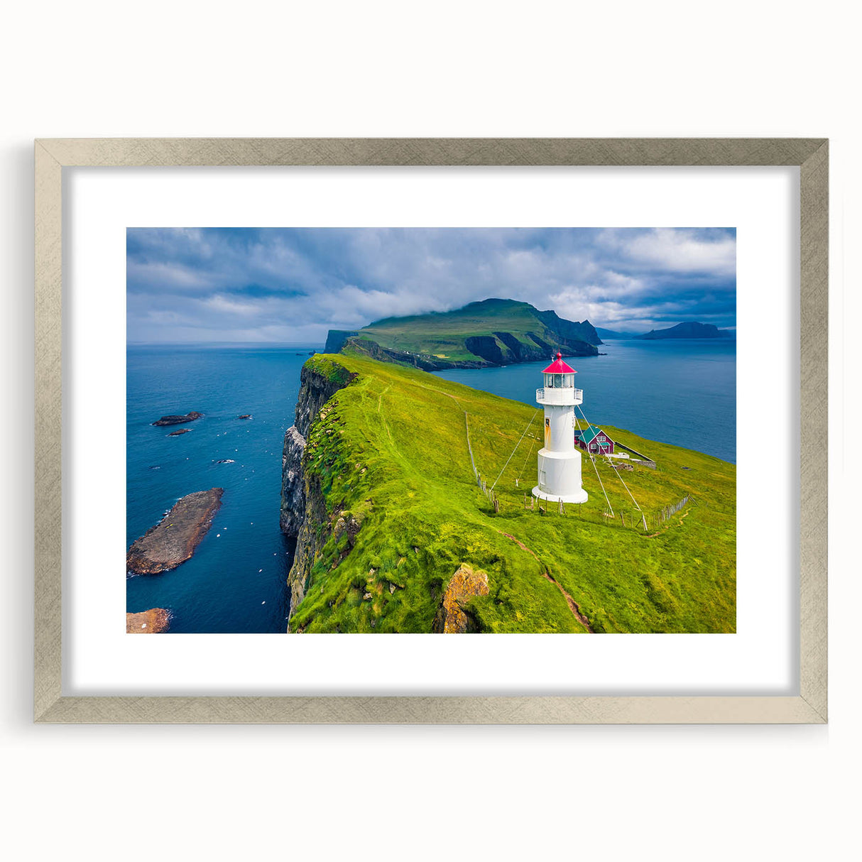 Extra large abstract art print of a European landscape in muted earth tones on a framed canvas, ideal for living room decor.