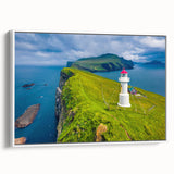 Vintage poster art of a European Denmark scenery on a framed canvas, showcasing colorful art with black accents.