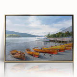 Acrylic print of Cumbria landscape in muted earth tones, framed in gold, suitable as modern art wall decor.