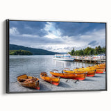 Black and white wall art featuring a vintage landscape of Cumbria, England on a framed canvas, ideal for bedroom decor.