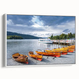 Vintage poster art of Cumbria, England, in colorful hues on a large framed canvas, ideal for living room decor.