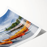 Extra large wall art featuring line art flowers in muted earth tones on a rolled canvas.