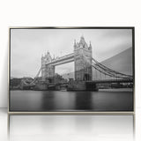 Large art print of London skyline in muted gray tones on framed acrylic, suitable for modern art wall decor.