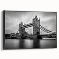 Black and white wall art of a vintage London landscape on framed canvas, ideal for bedroom decor.