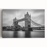 Black and white stretched canvas featuring a panoramic London cityscape, ideal for kitchen wall art.