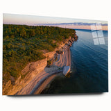 Acrylic print of a large abstract depiction of an Estonian landscape in muted earth tones.