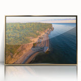 Art Deco style poster of European scenery in Estonia, featuring muted earth tones on a framed acrylic.