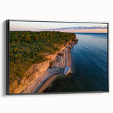 Black and white wall art featuring a vintage poster-style landscape of Estonia, framed canvas ideal for bedroom decor.