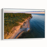 Vintage poster art of a European Estonian scenery in vibrant colors on a large framed canvas, ideal for living room decor.