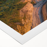 Art deco poster of a European Estonian scenery in muted gray and blue tones on rolled canvas.