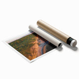 Extra large rolled print depicting a serene Estonian landscape with lush greenery and a calm river.