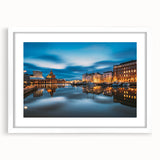 Textured abstract art print depicting a serene Finnish landscape in muted earth tones on a framed white mat.