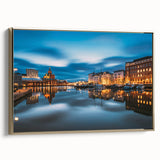 Framed canvas depicting a serene Finnish landscape in muted earth tones, ideal for bedroom wall decor.