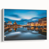 Vintage poster art of a Finnish landscape on framed canvas, featuring colorful art in extra large size.