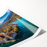 Extra large wall art featuring line art flowers set against the French Alps in pastel shades.