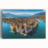 Black and white photograph of the French Alps on stretched canvas, ideal for kitchen wall art.