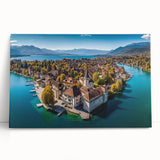 Black and white stretched canvas of the French Alps, ideal for kitchen art.