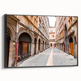 Black and white landscape art painting of Lyon, France on framed canvas, suitable for bedroom wall decor.